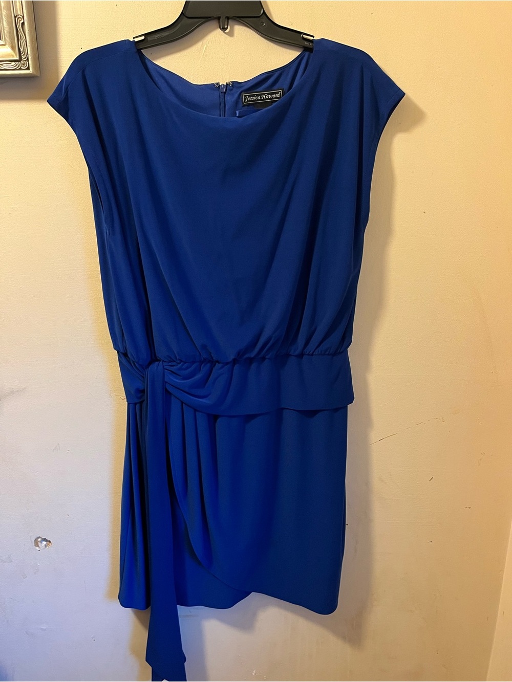 Jessica Howard Royal Blue Mini Dress with Draped Waist